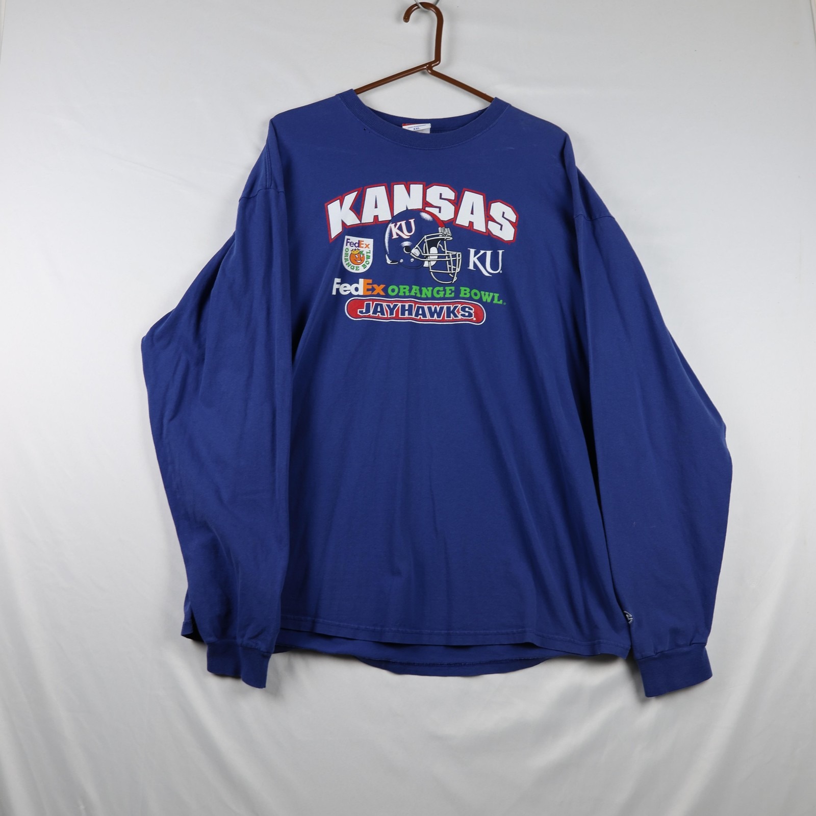 Kansas Jayhawks Shirt Long Sleeve Mens 2xl Ncaa Football Orange Bowl Champion